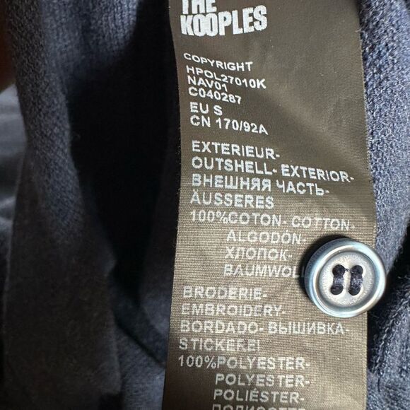 The Kooples Men’s Navy Blue Long Sleeve Polo Shirt Sz Small Officer Collar - Picture 4 of 5